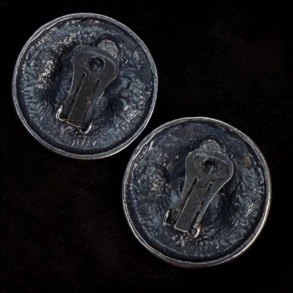 Vintage Art Decco Modernist Ornate Stone Earrings clip on - Picture 4 of 5